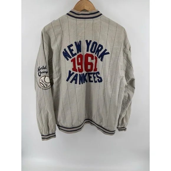 Vtg Mirage 90s Yankees 1961 Jacket Mens L Cooperstown Collection Reversible
